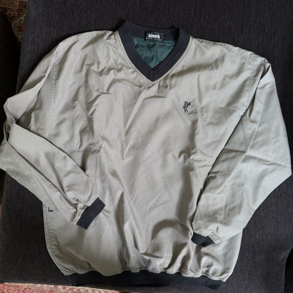 Ashworth Mens Weather Systems Water Wind Resistant Pullover Jacket Pockets L